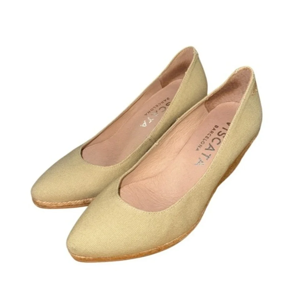VISACATA Barcelona Womens US 5.5/6 EU 36 Espadrilles Pale Green Wedge Shoes‎